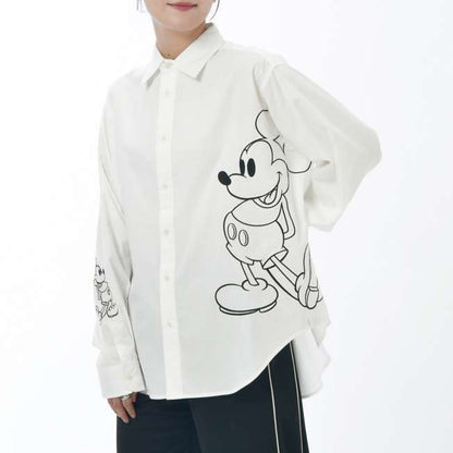 Japan Tokyo Disney Store Mickey Long Sleeve Shirt Standing White MAGICAL LABEL