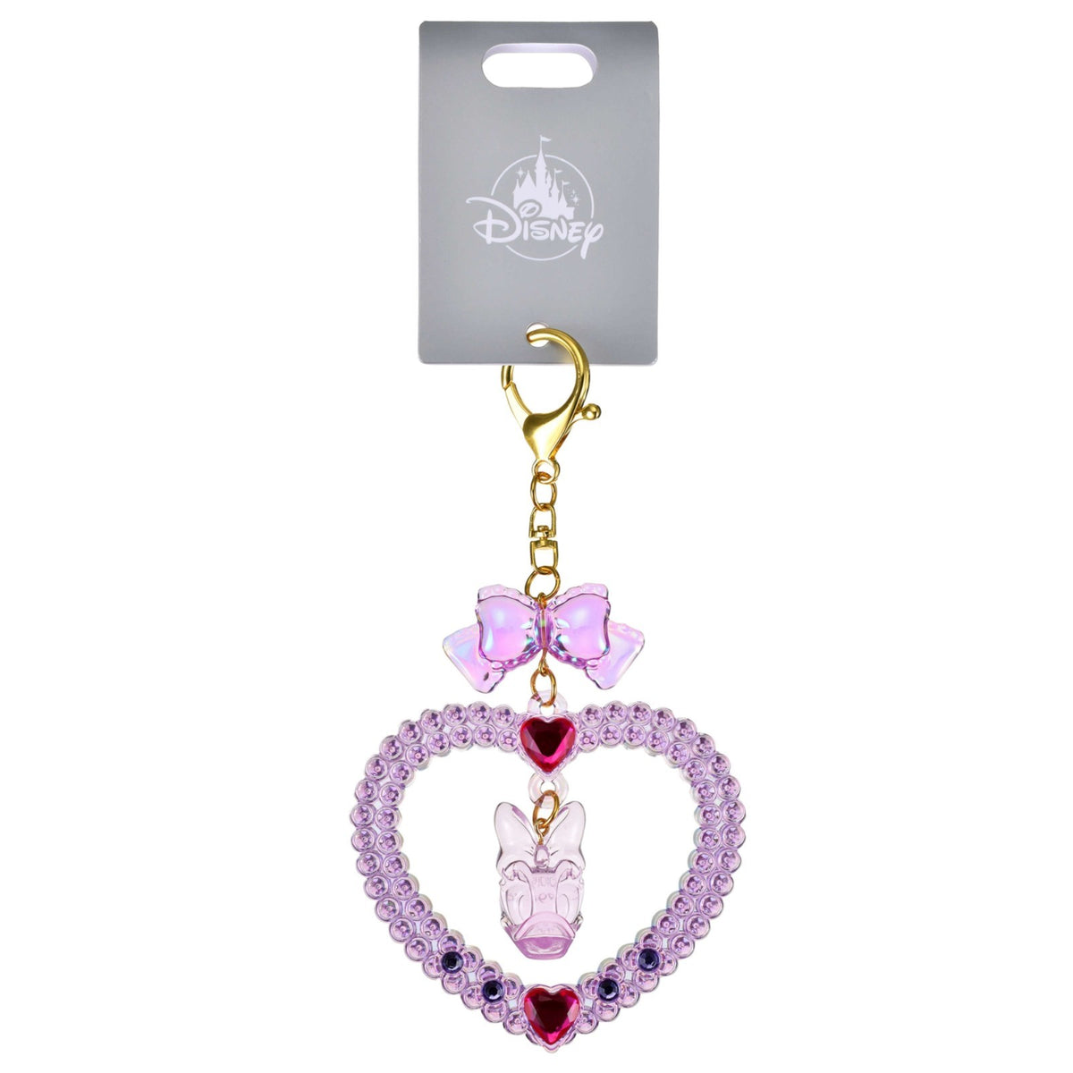 Japan Tokyo Disney Store Daisy Duck Keychain Heart Glitter Lovely Fes