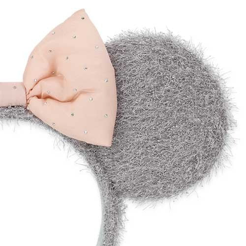 Japan Tokyo Disney Resort Minnie Headband Ribbon Fluffy Gray