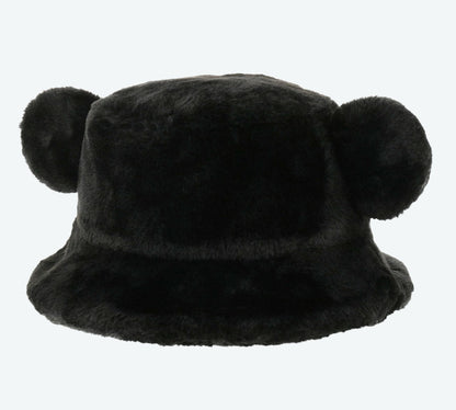 Japan Tokyo Disney Resort Ears Mickey Face limited Fluffy Winter Cap Hat Black