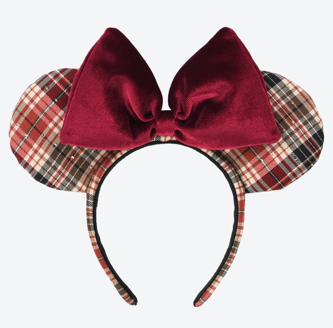 Japan Tokyo Disney Resort Ears HeadBand Hat Minnie Red Checkered 2025