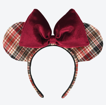 Japan Tokyo Disney Resort Ears HeadBand Hat Minnie Red Checkered 2025