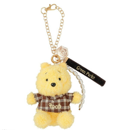 Japan Disney Green Parks Winnie The Pooh Plush Keychain set of 2