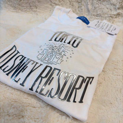 Japan Tokyo Disney Resort Logo T-Shirt Limited White Cinderella castle