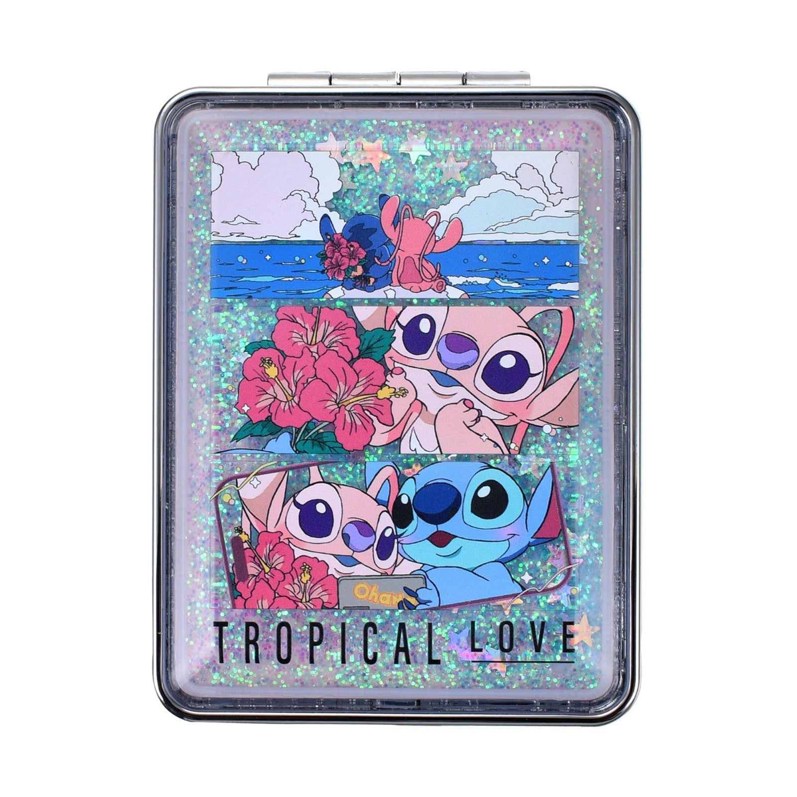 Japan Tokyo Disney Store Stitch & Angel Water-Filled Hand Mirror