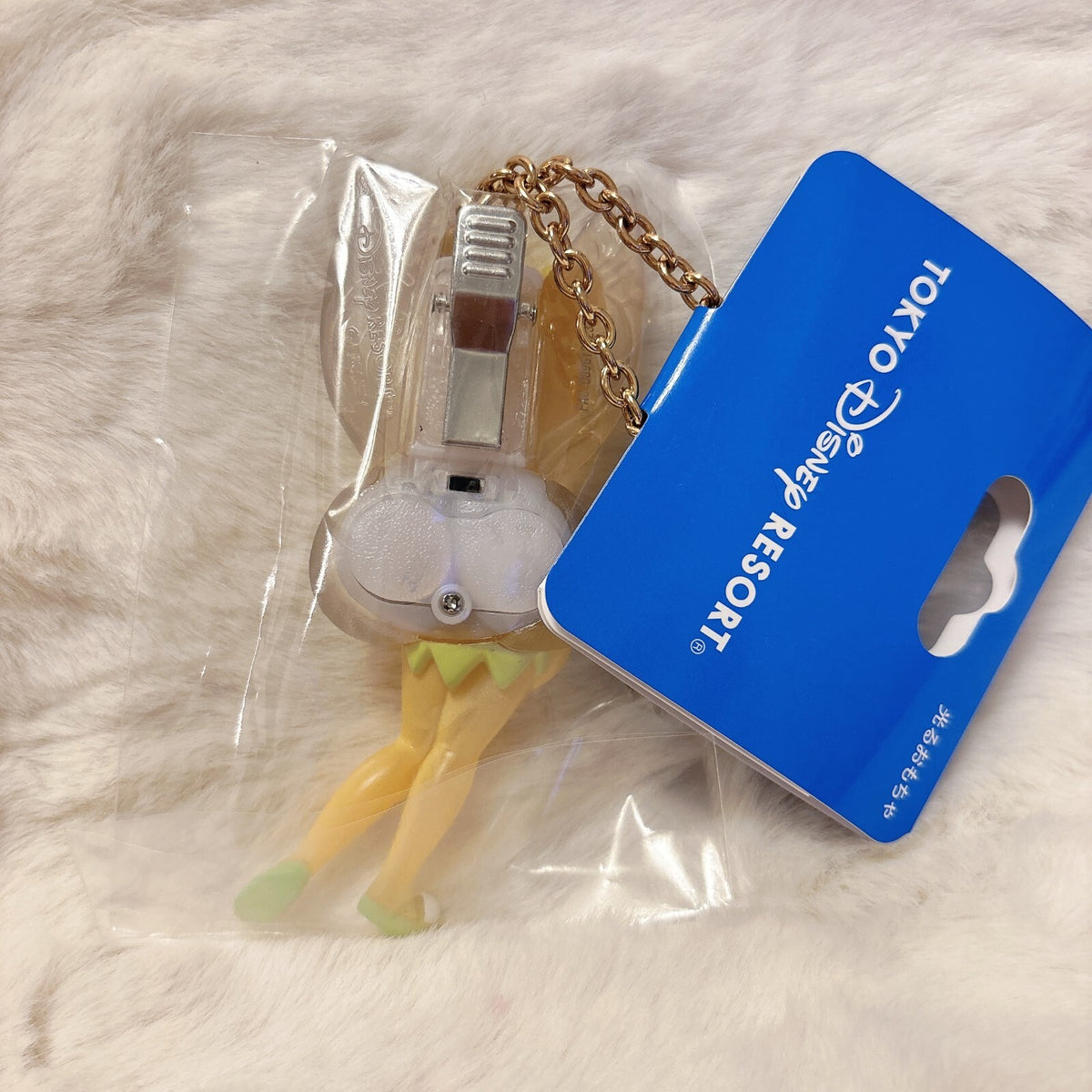 Japan Tokyo Disney Resort Glowing Toy Tinker Bell Fantasy Springs Keychain Badge