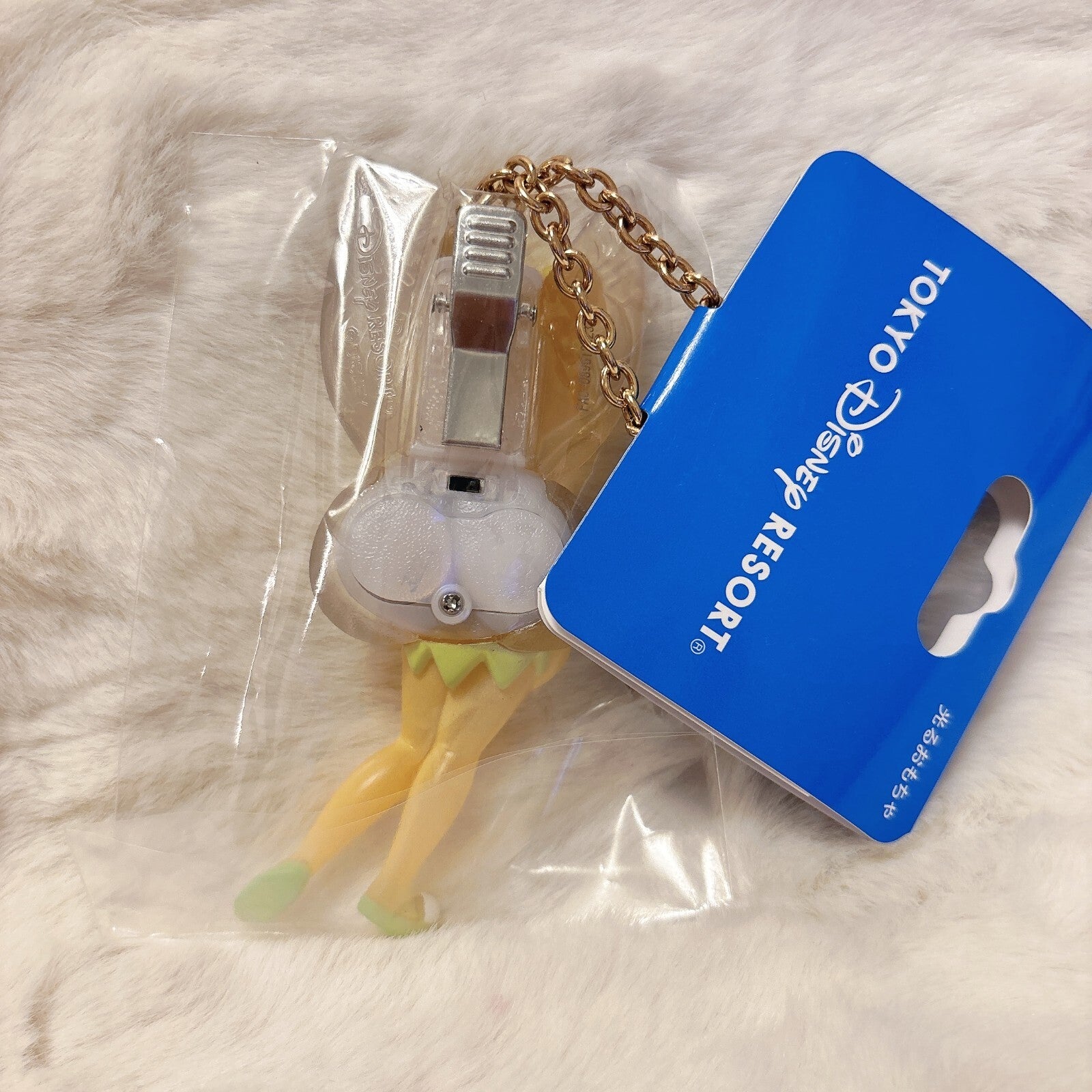 Japan Tokyo Disney Resort Glowing Toy Tinker Bell Fantasy Springs Keychain Badge