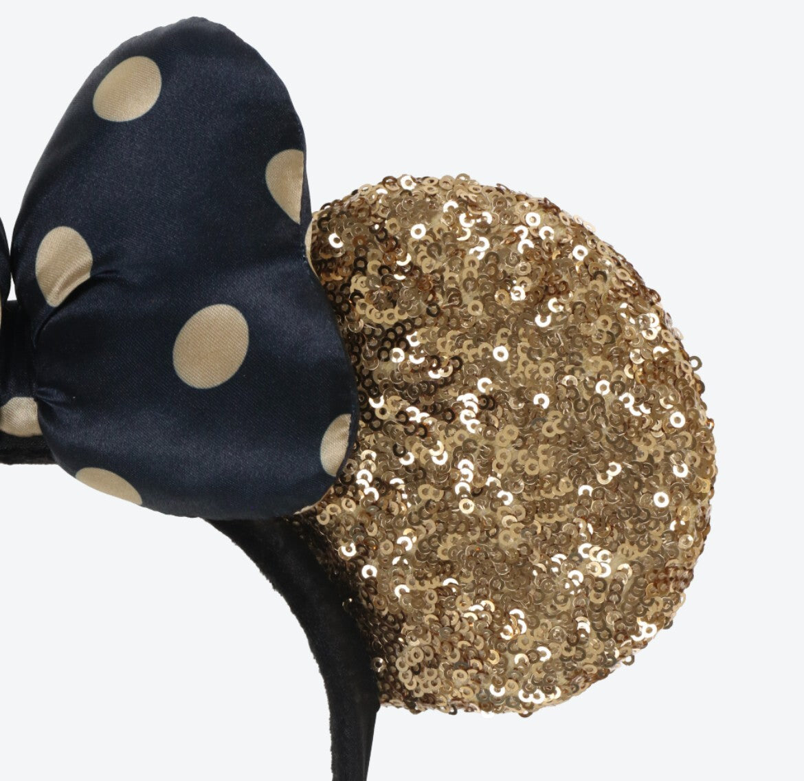 Japan Tokyo Disney Resort Store Ears HeadBand Hat Sequin Gold Dot Pattern