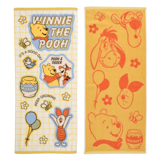 Japan Tokyo Disney Store Winnie the Pooh Face Towel Set Sticker Style