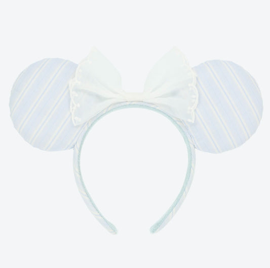 Japan Tokyo Disney Resort Minnie Mouse Ears Headband Free Size Blue Ribbon 2026