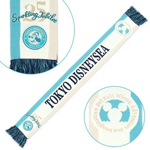 Japan Tokyo Disney Resort Mickey Mouse Scarf Sea 25th Anniversary Fluffy & Cozy