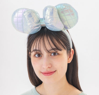 Japan Tokyo Disney Resort Ears HeadBand Hat Cap Aurora Shine Ribbon Minnie White