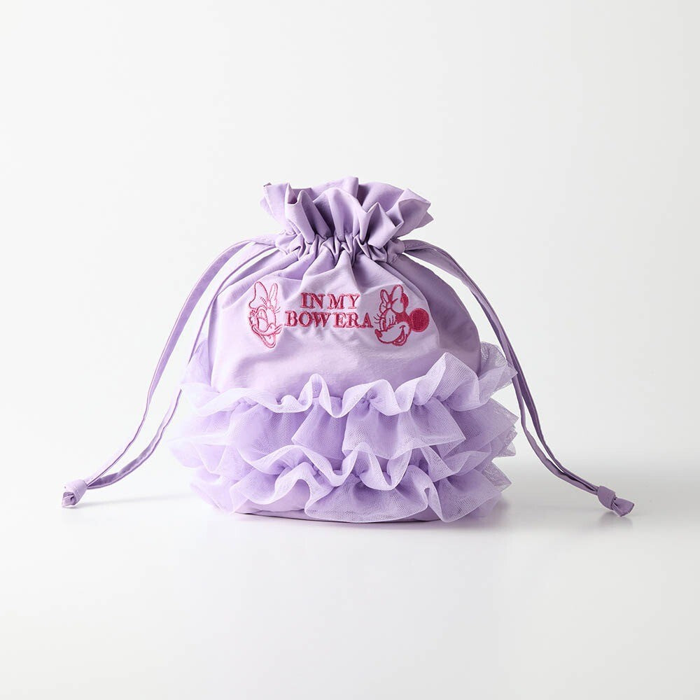 Japan Disney Fantasy Shop Bellemaison Minnie Daisy Tulle Drawstring Pouch Purple