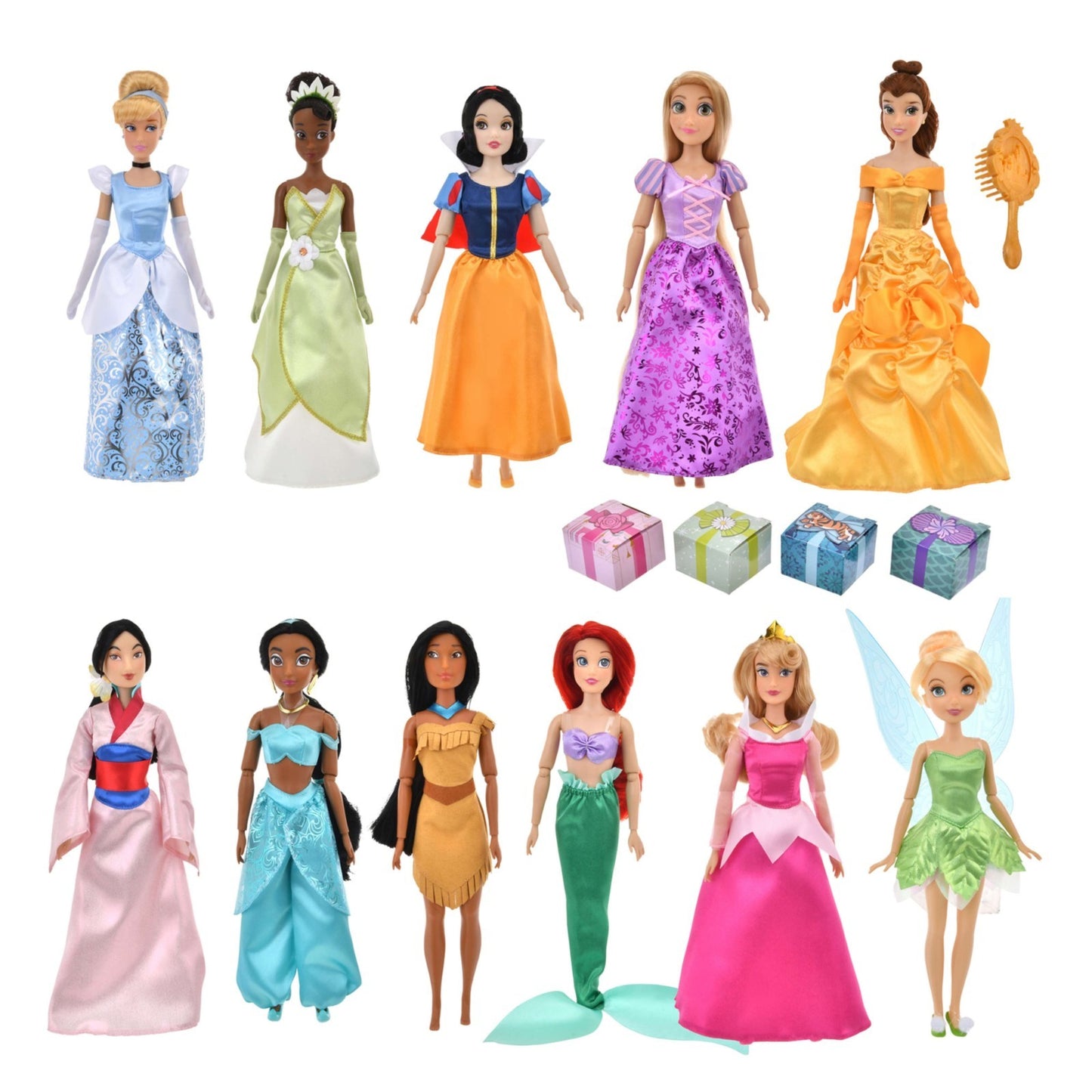 Japan Tokyo Disney Store Princess & Tinker Bell Doll Gift Set
