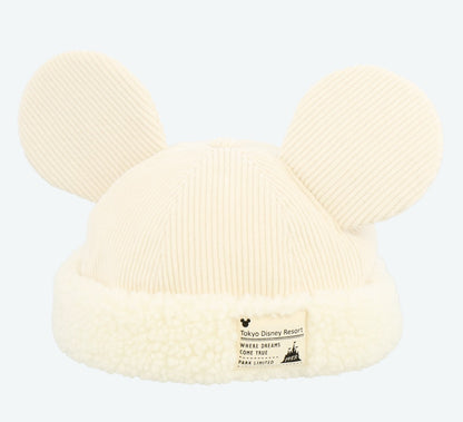Japan Tokyo Disney Resort Ears Mickey limited Fluffy Winter Cap Hat White 2025