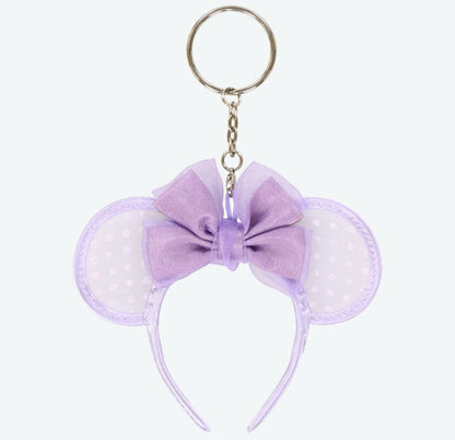 Japan Tokyo Disney Resort Ears Minnie Ribbon Headband Keychain Purple