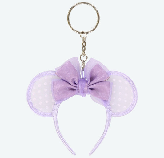 Japan Tokyo Disney Resort Ears Minnie Ribbon Headband Keychain Purple