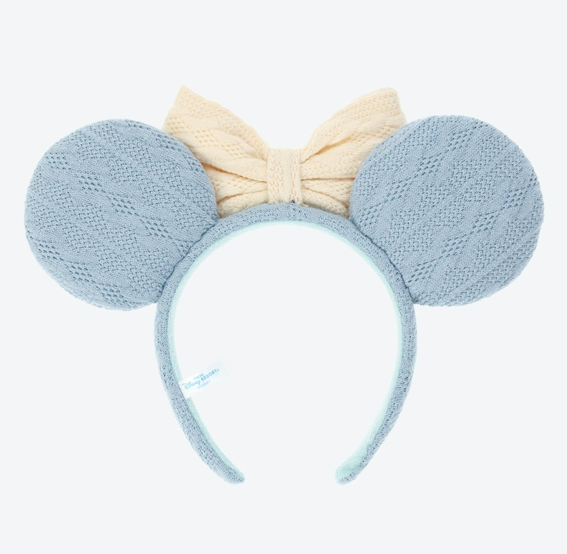 Japan Tokyo Disney Resort Minnie Mouse Ears Headband Free Ribbon Knit Blue 2025