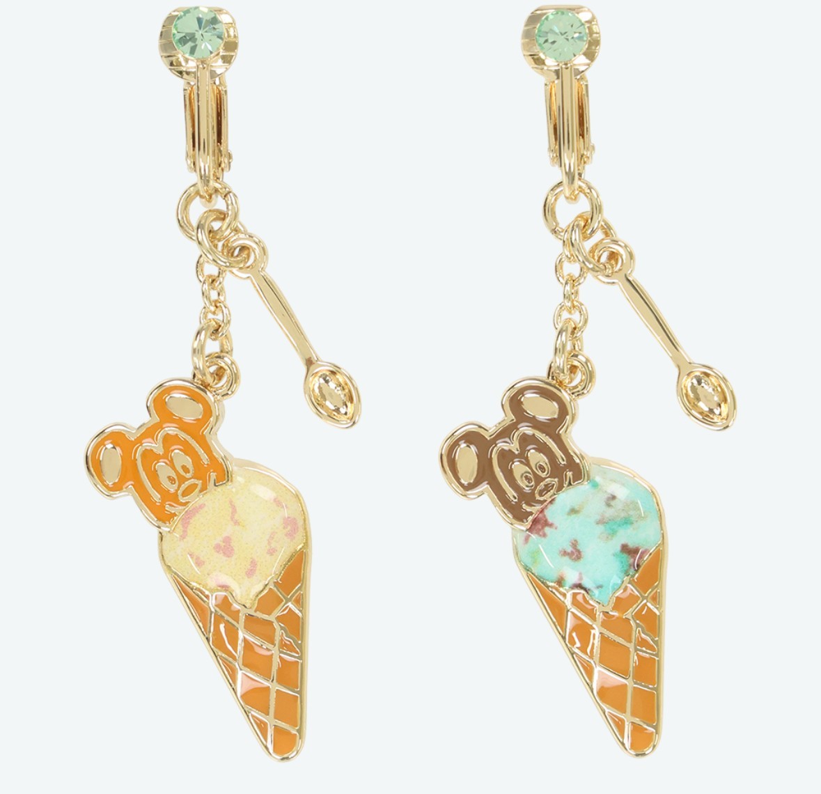 Japan Tokyo Disney Resort Ice cream cone Clip-on earrings limited Mickey Waffle