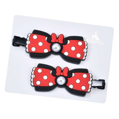 Japan Tokyo Disney Store Minnie Hair Clip Set Pearl Ribbons MAEGAMI Hair Zakka