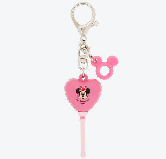 Japan Tokyo Disney Resort Retro Balloon Keychain Pink Heart Minnie