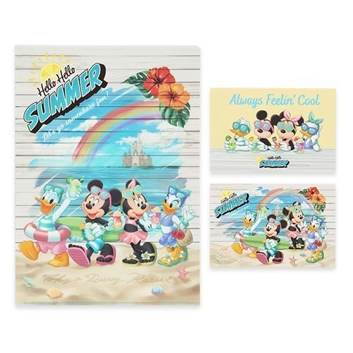 Japan Tokyo Disney Resort Mickey and Minnie Postcard & Clear Folder Hello Summer