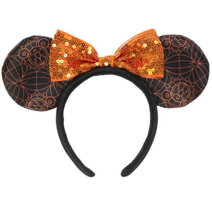 Japan Tokyo Disney Resort Halloween 2023 Head Bund Ears Orange Spider Cap Ribbon