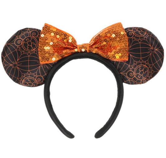 Japan Tokyo Disney Resort Halloween 2023 Head Bund Ears Orange Spider Cap Ribbon