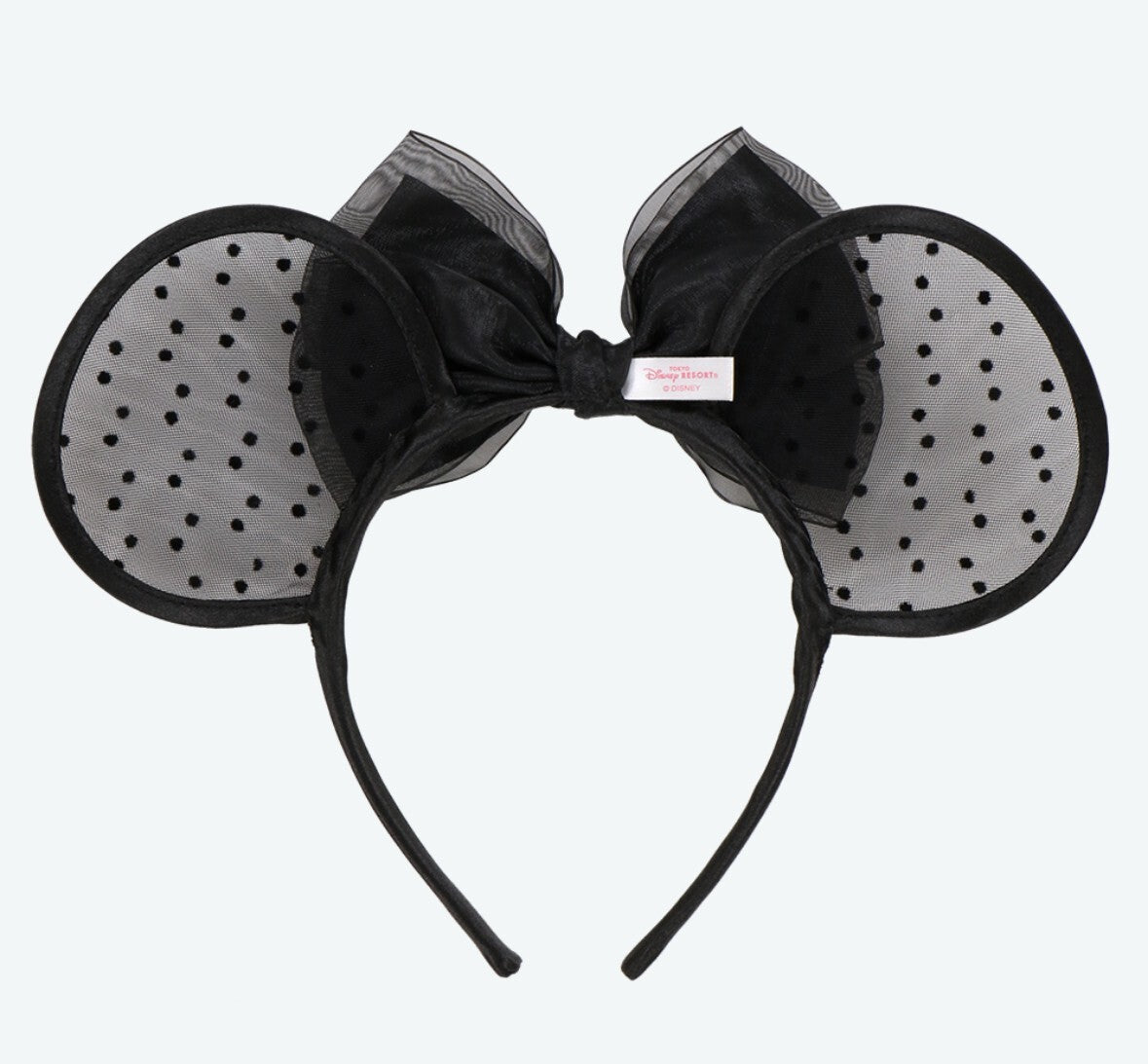 Japan Tokyo Disney Resort Ears HeadBand Hat Lace Pink & Black Heart