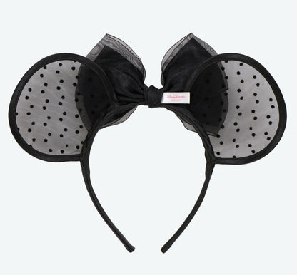 Japan Tokyo Disney Resort Ears HeadBand Hat Lace Pink & Black Heart