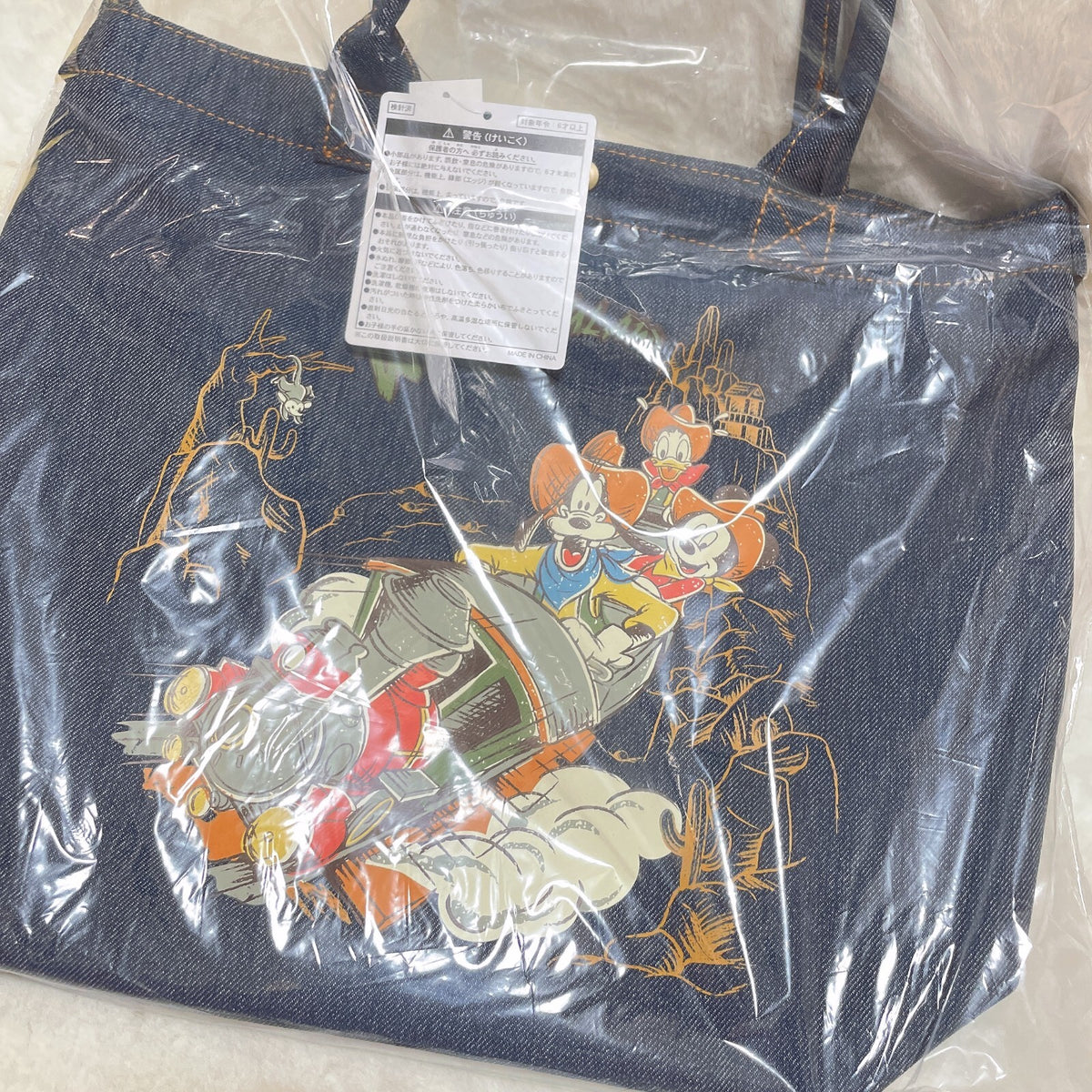 Japan Tokyo Disney Resort Big Thunder Mountain Mickey Donald Goofy Tote Bag