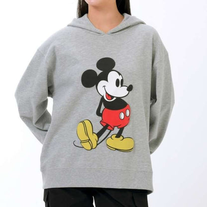 Japan Tokyo Disney Store Mickey Mouse Hoodie Standing Pose Gray MAGICAL LABEL