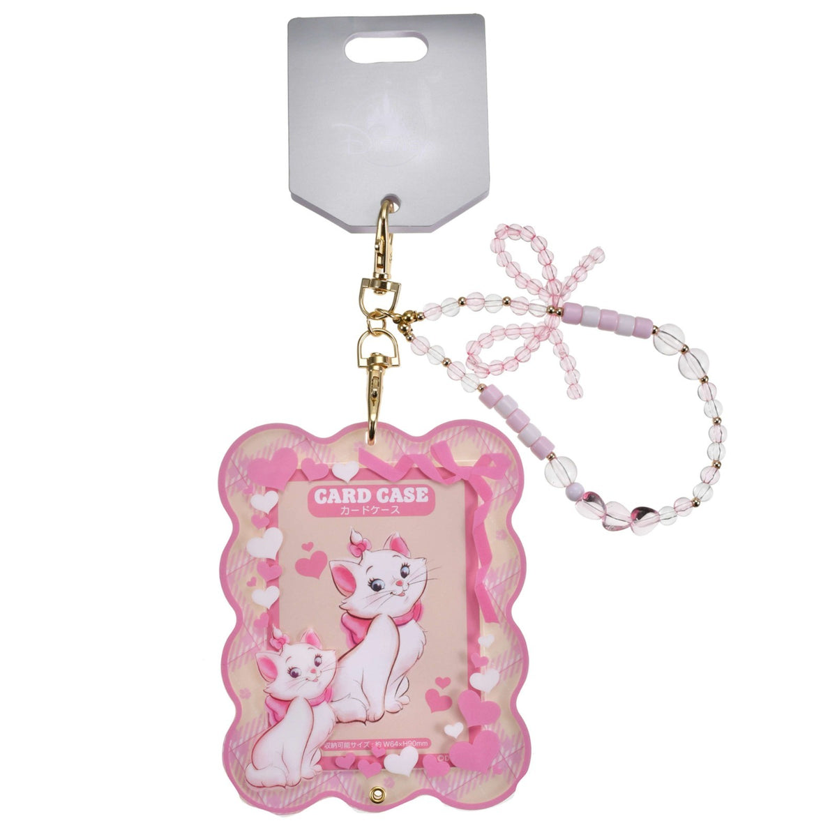 Japan Tokyo Disney Store Marie Card Holder with Bead Charm Heart-Pounding
