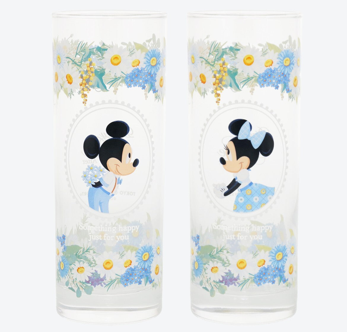 Japan Tokyo Disney Resort Store Mickey Minnie Blue Ever After cup glass