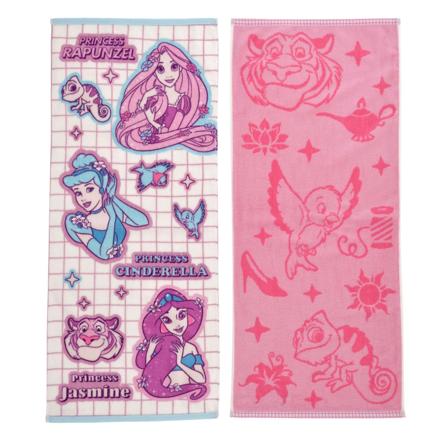 Japan Tokyo Disney Store Cinderella Aladdin Tangled Face Towel Set Sticker Style