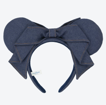 Japan Tokyo Disney Resort Minnie Mouse Ears Headband Denim Ribbon Free 2026
