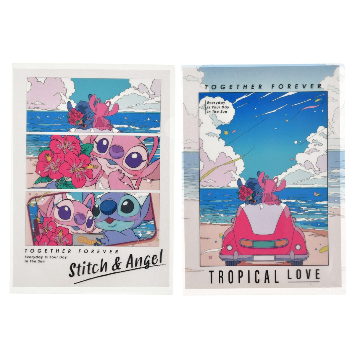 Japan Tokyo Disney Store Stitch & Angel Clear File Hologram