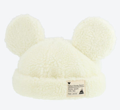 Japan Tokyo Disney Resort Ears Mickey limited Fluffy Winter Cap Hat White