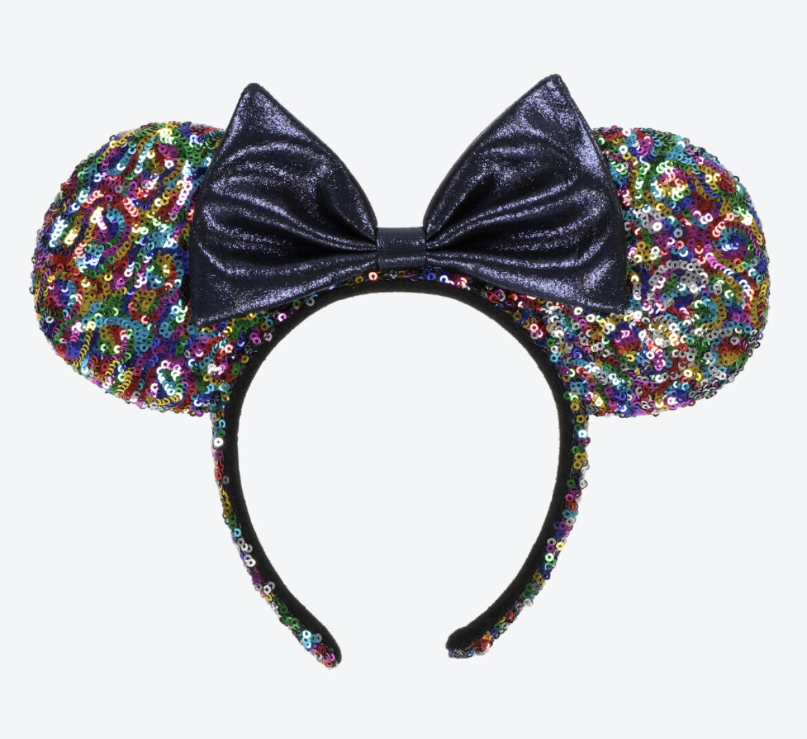 Japan Tokyo Disney Resort Headband Ears Sequin black ribbon Minnie