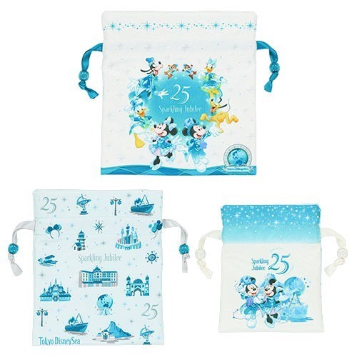 Japan Tokyo Disney Resort Sea 25th Sparkling Jubilee Drawstring Bag Set