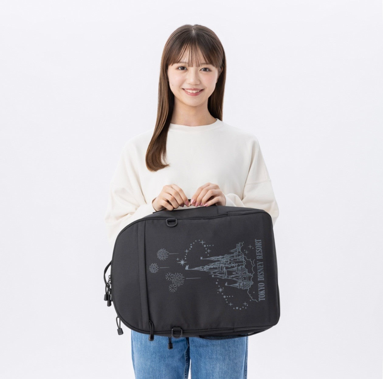 Japan Tokyo Disney Resort Cinderella Castle Backpack Black Travel Large Capacity