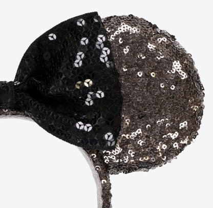 Japan Tokyo Disney Resort Store Ears HeadBand Hat Minnie sequins Black