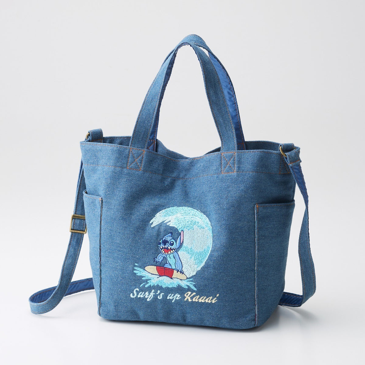 Japan Disney Fantasy Shop Bellemaison Stitch Denim Embroidery 2-way Bag