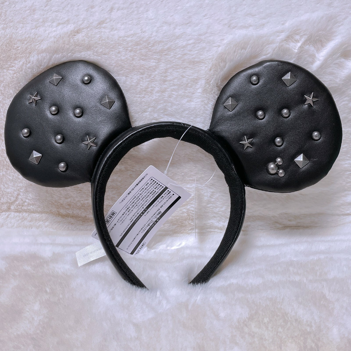 Japan Tokyo Disney Resort Store Ears HeadBand Hat Studs Star Punk Leather Mickey