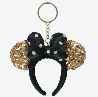 Japan Tokyo Disney Resort Minnie Mouse Keychain Ears Headband Ribbon Black 2025