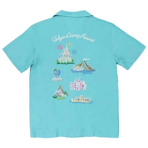 Japan Tokyo Disney Resort Blue short sleeve shirt Park icon embroidery