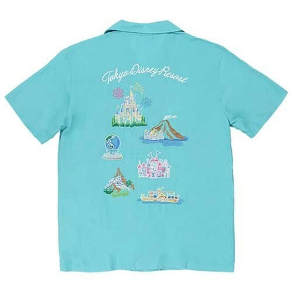 Japan Tokyo Disney Resort Blue short sleeve shirt Park icon embroidery