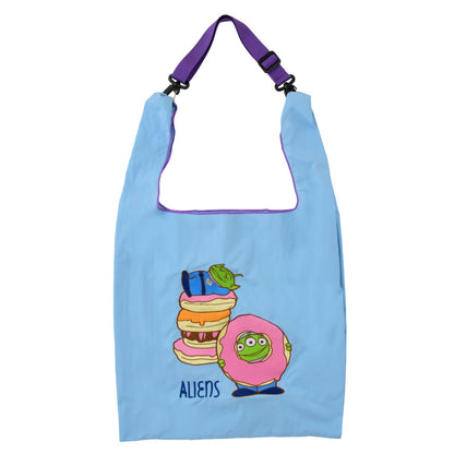 Japan Tokyo Disney Store Little Green Men Foldable 2-Way Embroidery Tote Bag