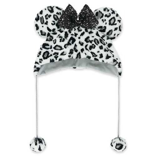 Japan Tokyo Disney Resort Minnie Fan Cap Fluffy Leopard print White