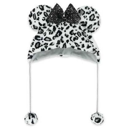 Japan Tokyo Disney Resort Minnie Fan Cap Fluffy Leopard print White